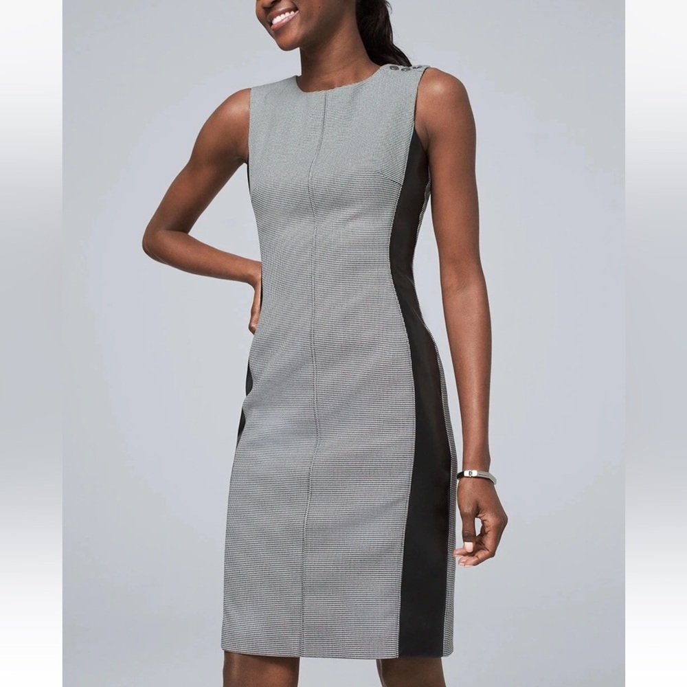 WHITE HOUSE BLACK MARKET Houndstooth Sheath Dress 0